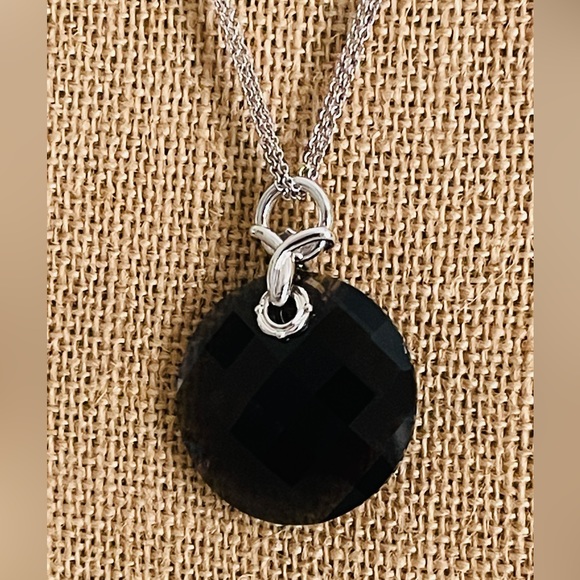 Large Smokey Topaz Sterling Pendant and Double Silver Necklace - Picture 1 of 11